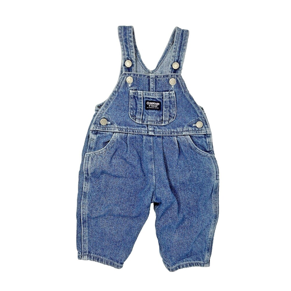 Vintage 90s OshKosh B’Gosh Baby Pleated Denim Vestbak Jean Jumper Overall 6-9m
